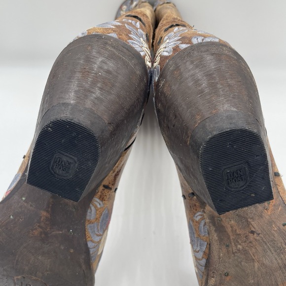 Dan Post Womens 10 Boots Daisy Blue Snip-Toe Cowboy Embroidered Floral Brown - Picture 13 of 14